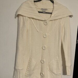 Rox'B Size M Cream Button-Down Long Cardigan